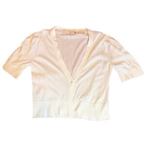 BANANA REPUBLIC Women's Short Sleeve Lightweight Cardigan Size XL V Neck Cream